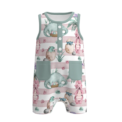 PREORDER 3.1 BOYS EASTER BUNNY＆FARM PRINT BABY ROMPER