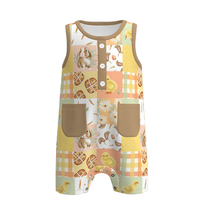 PREORDER 3.1 BOYS EASTER BUNNY＆FARM PRINT BABY ROMPER