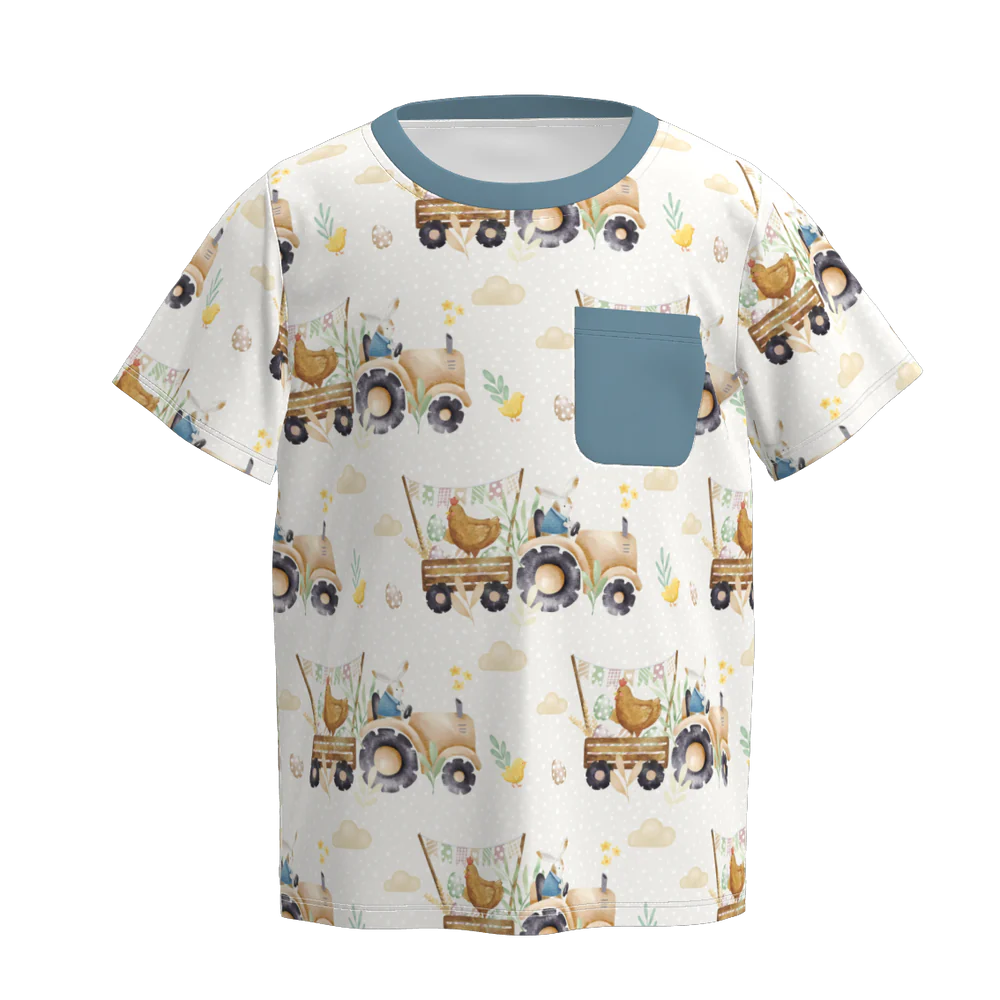 PREORDER 3.1 BOYS EASTER BUNNY＆FARM PRINT TOP