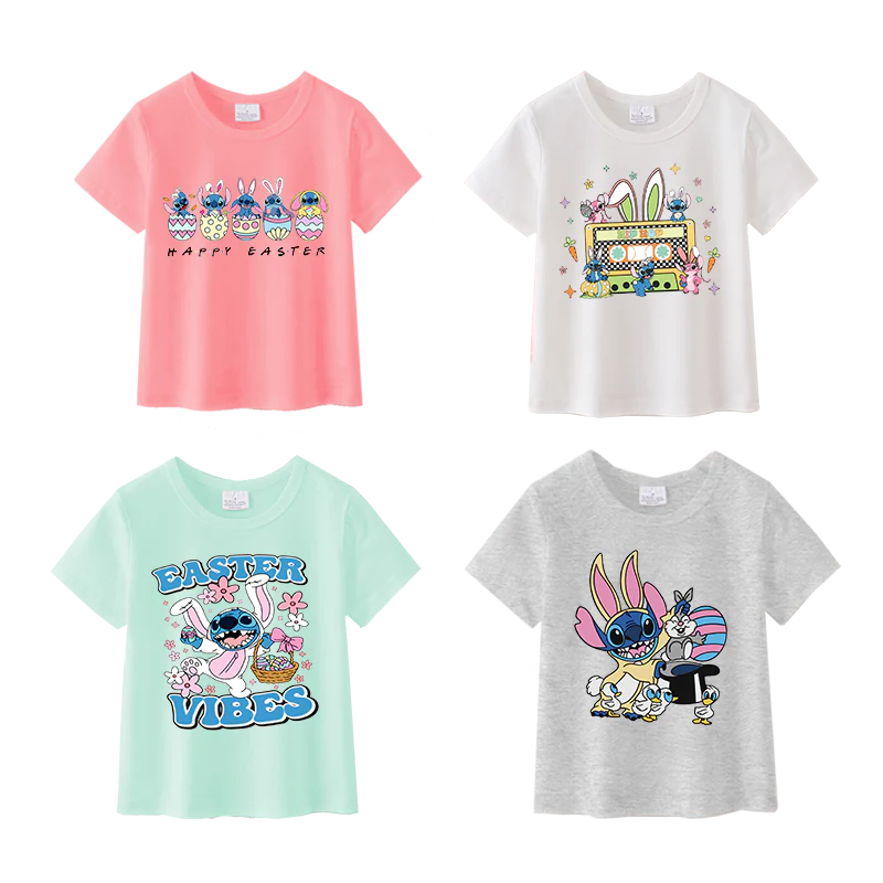 PREORDER 3.0 GIRLS EASTER ALOHA CHARACTER PRINT T-SHIRT