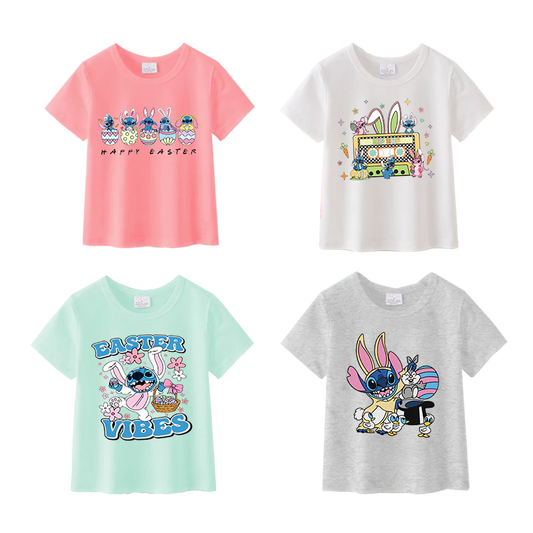 PREORDER 3.0 GIRLS EASTER ALOHA CHARACTER PRINT T-SHIRT