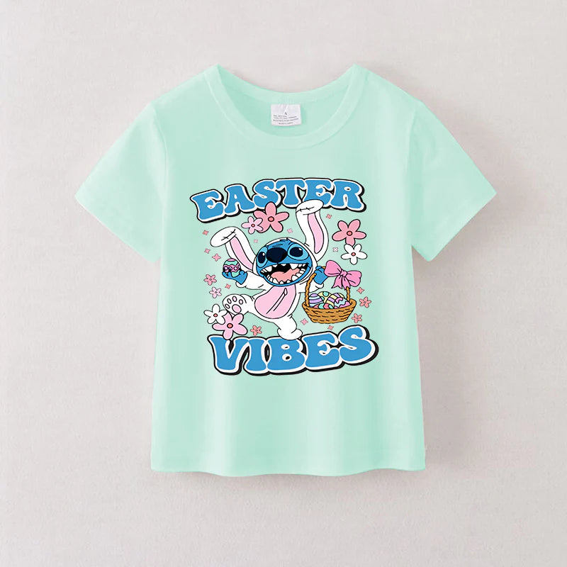 PREORDER 3.0 GIRLS EASTER ALOHA CHARACTER PRINT T-SHIRT