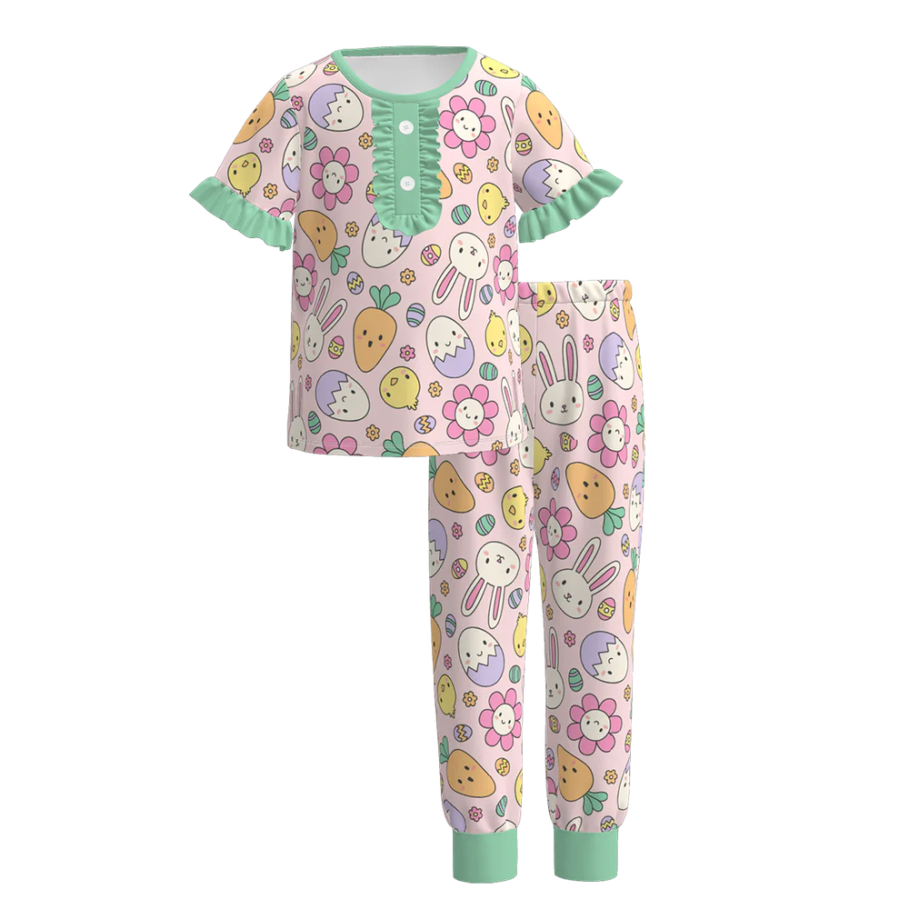 PREORDER 3.11 GIRLS EASTER PRINT PAJAMA PANTS SET