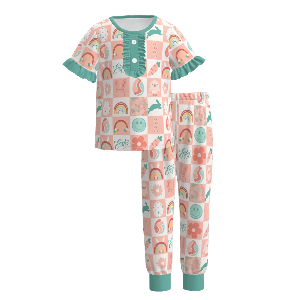 PREORDER 3.11 GIRLS EASTER PRINT PAJAMA PANTS SET