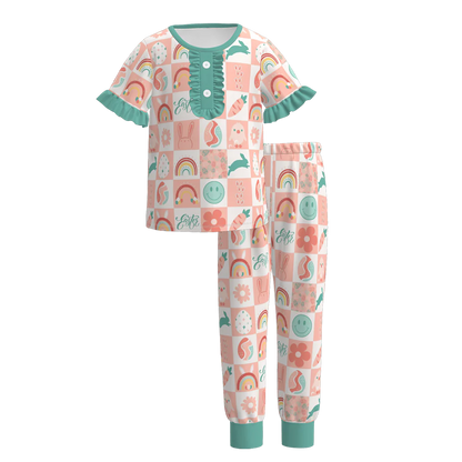 PREORDER 3.11 GIRLS EASTER PRINT PAJAMA PANTS SET