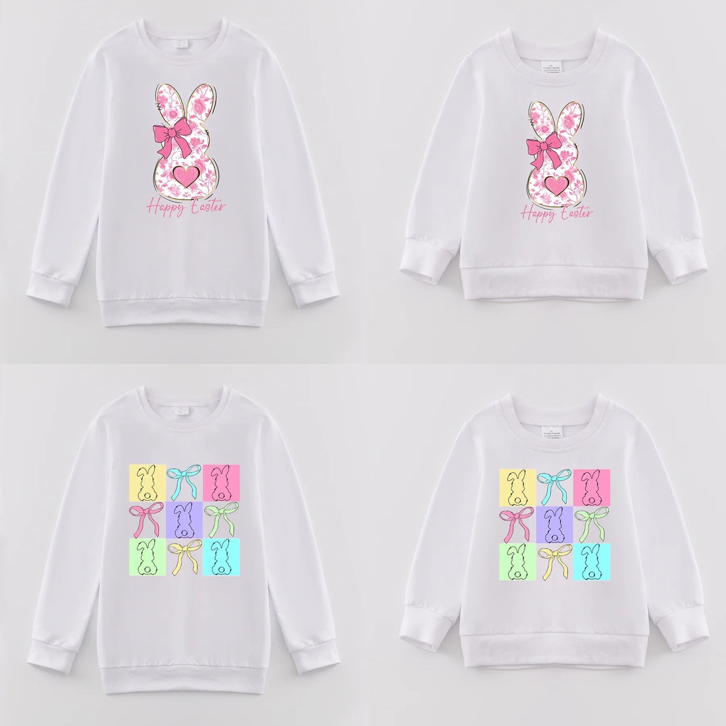 PREORDER 3.0 MOMMY AND ME EASTER BUNNY PRINT WHITE SWEATSHIRT