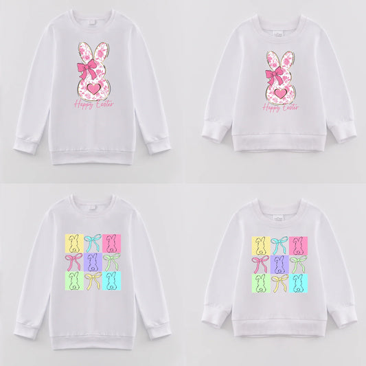 PREORDER 3.0 MOMMY AND ME EASTER BUNNY PRINT WHITE SWEATSHIRT