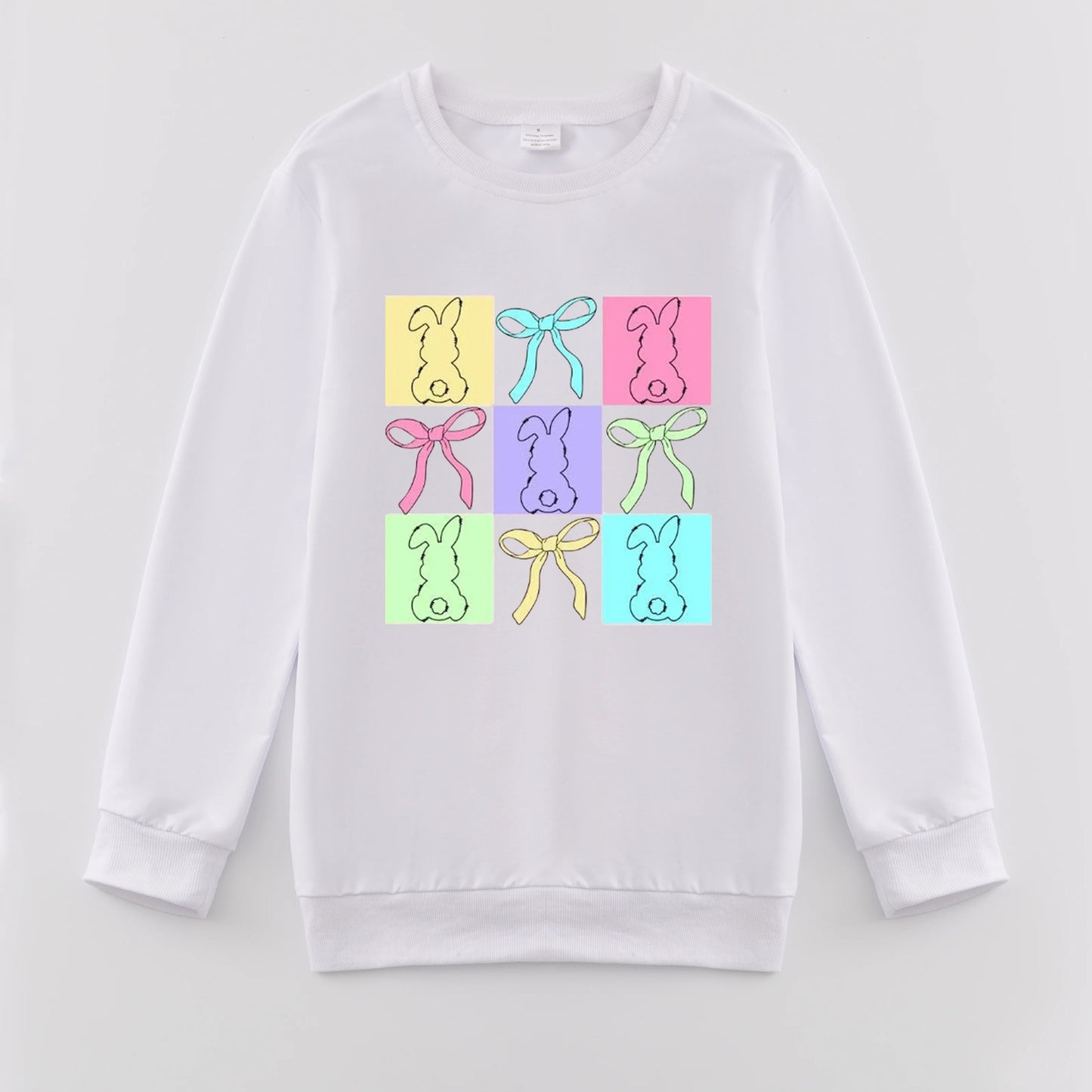 PREORDER 3.0 MOMMY AND ME EASTER BUNNY PRINT WHITE SWEATSHIRT