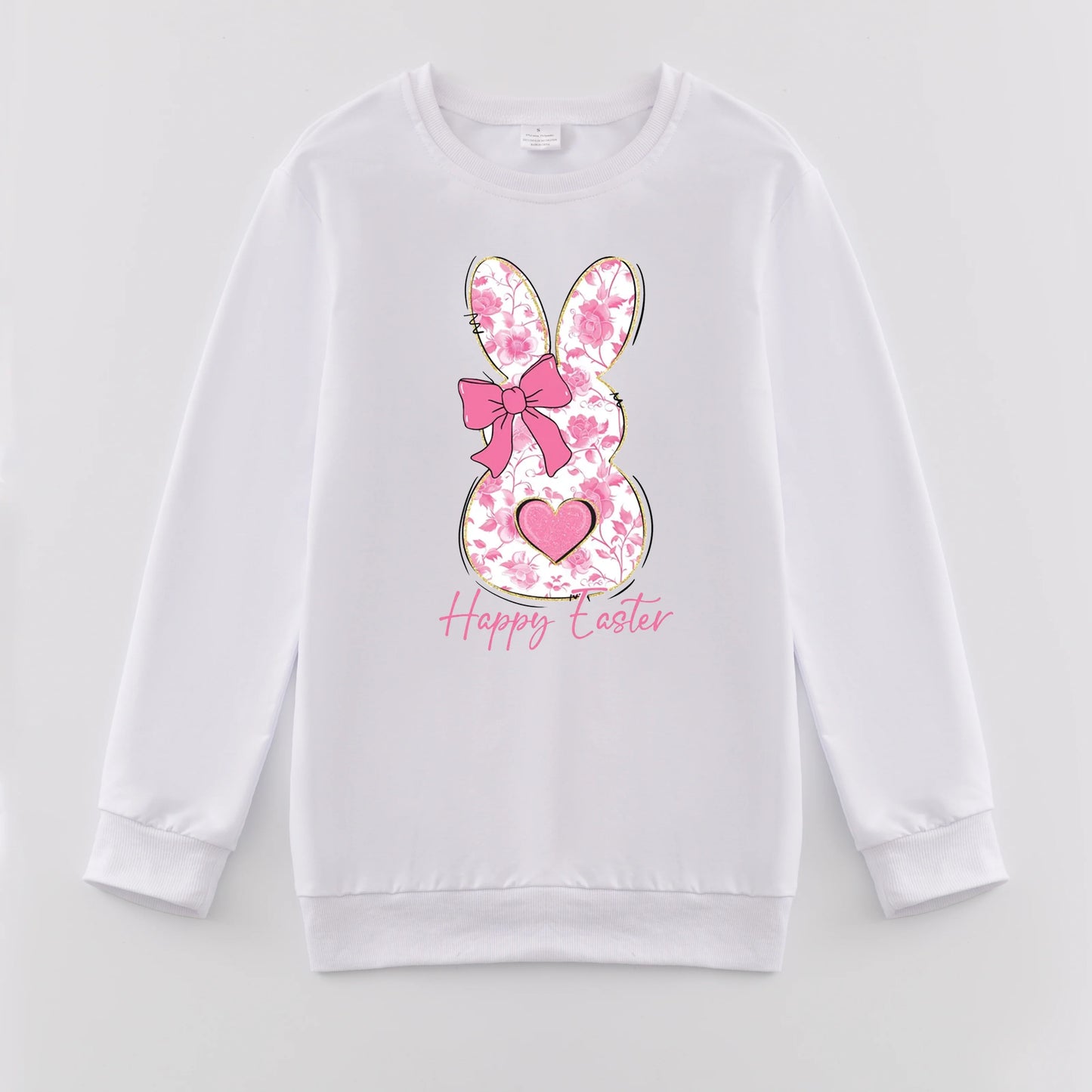 PREORDER 3.0 MOMMY AND ME EASTER BUNNY PRINT WHITE SWEATSHIRT