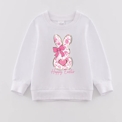 PREORDER 3.0 MOMMY AND ME EASTER BUNNY PRINT WHITE SWEATSHIRT