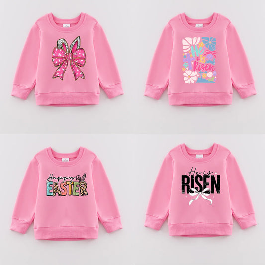 PREORDER 3.0 GIRLS EASTER PRINT PINK SWEATSHIRT