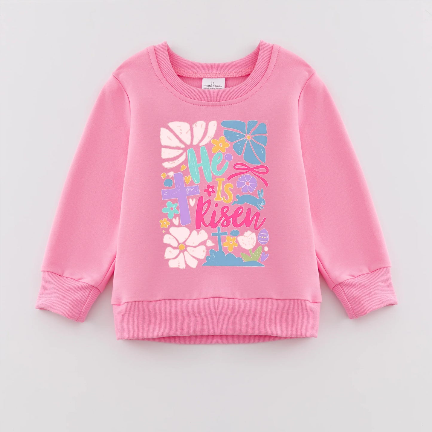 PREORDER 3.0 GIRLS EASTER PRINT PINK SWEATSHIRT