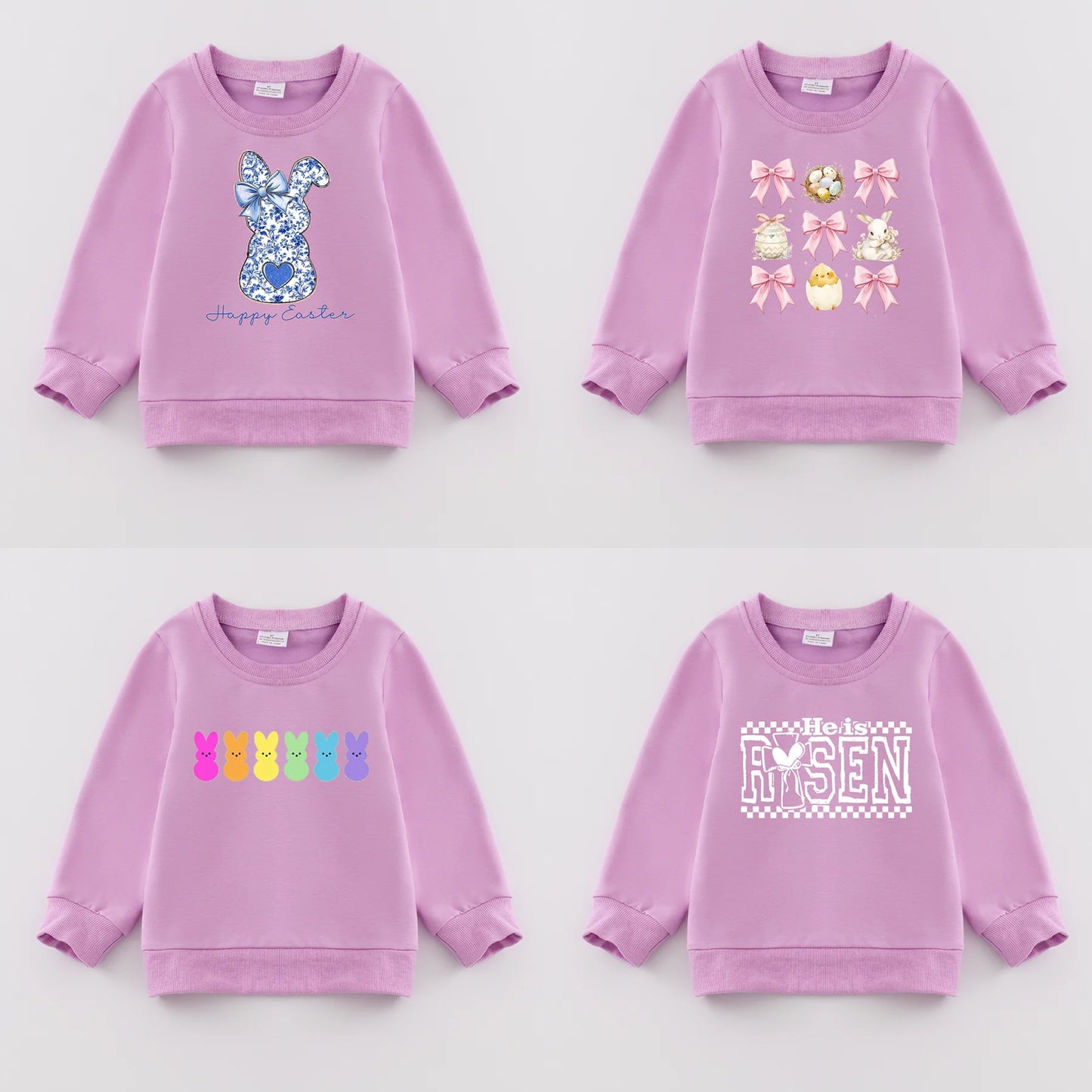 PREORDER 3.0 GIRLS EASTER PRINT PURPLE SWEATSHIRT