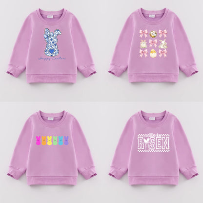 PREORDER 3.0 GIRLS EASTER PRINT PURPLE SWEATSHIRT