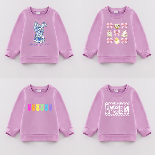 PREORDER 3.0 GIRLS EASTER PRINT PURPLE SWEATSHIRT