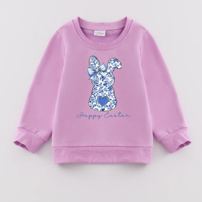 PREORDER 3.0 GIRLS EASTER PRINT PURPLE SWEATSHIRT