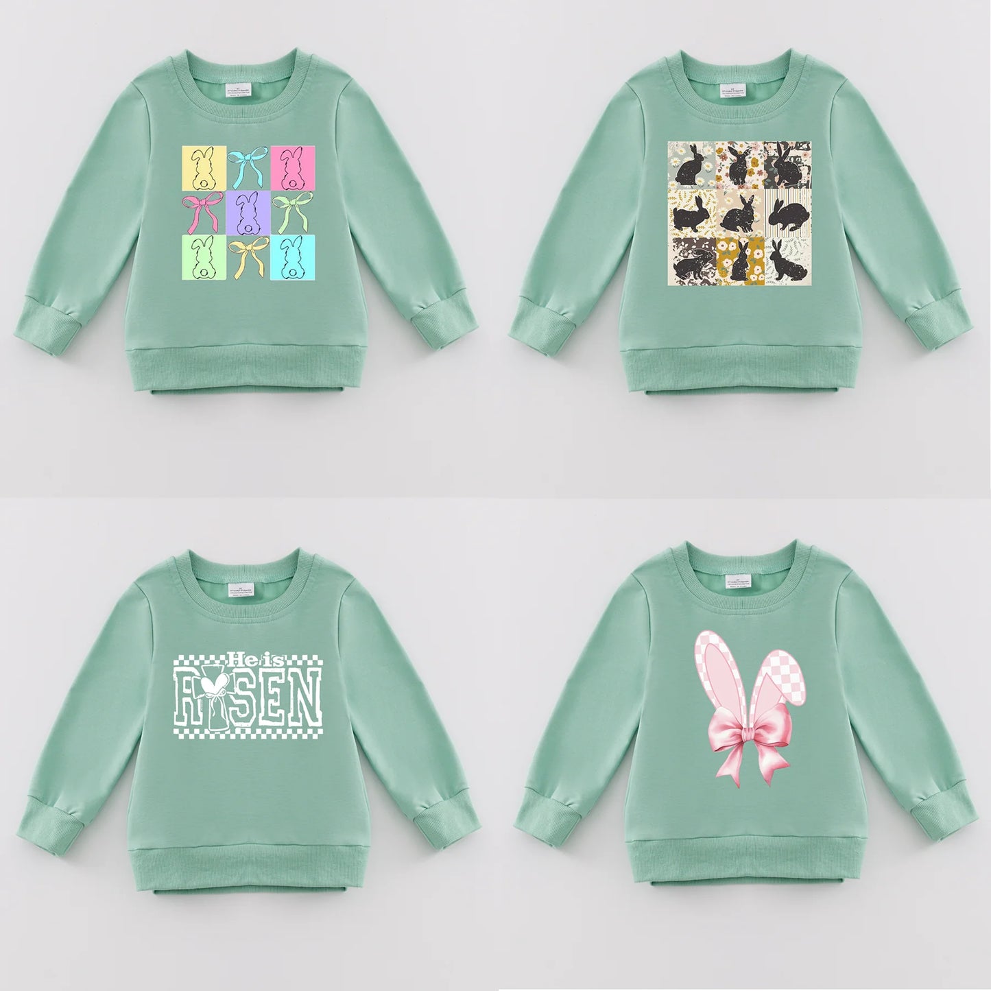 PREORDER 3.0 GIRLS EASTER PRINT SAGE SWEATSHIRT