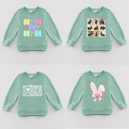 PREORDER 3.0 GIRLS EASTER PRINT SAGE SWEATSHIRT