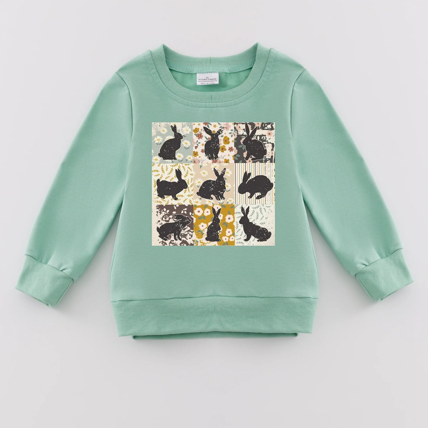 PREORDER 3.0 GIRLS EASTER PRINT SAGE SWEATSHIRT