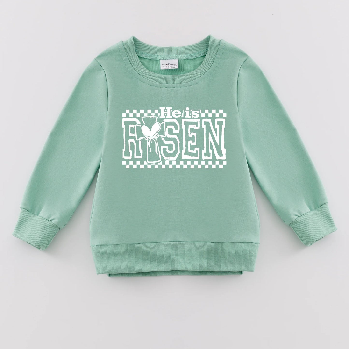 PREORDER 3.0 GIRLS EASTER PRINT SAGE SWEATSHIRT