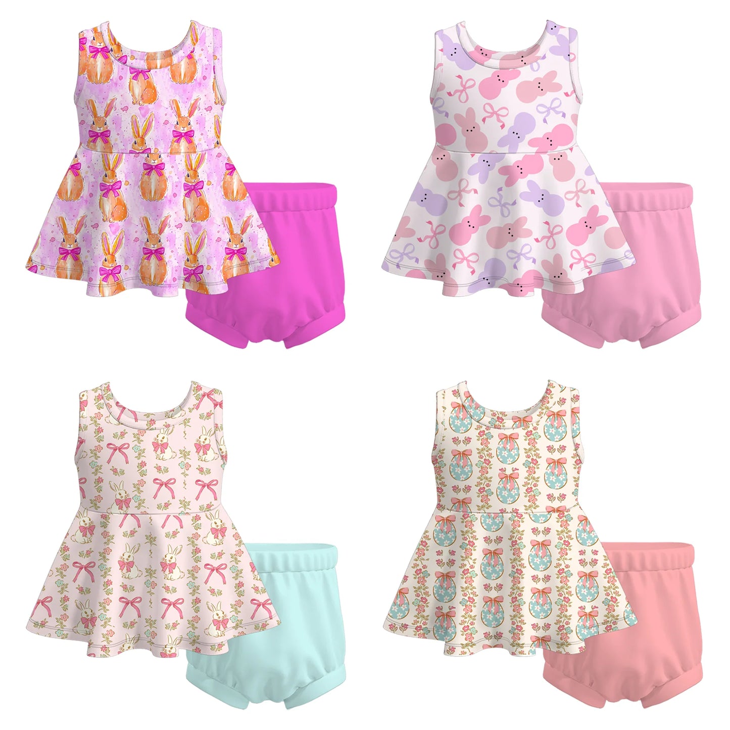 PREORDER 3.12 EASTER PRINT BABY GIRL BLOOMERS SET