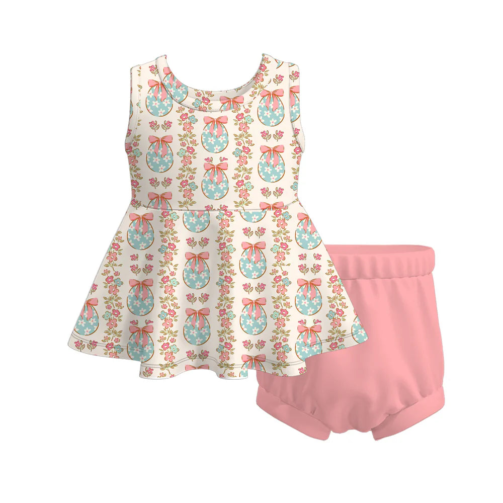 PREORDER 3.12 EASTER PRINT BABY GIRL BLOOMERS SET