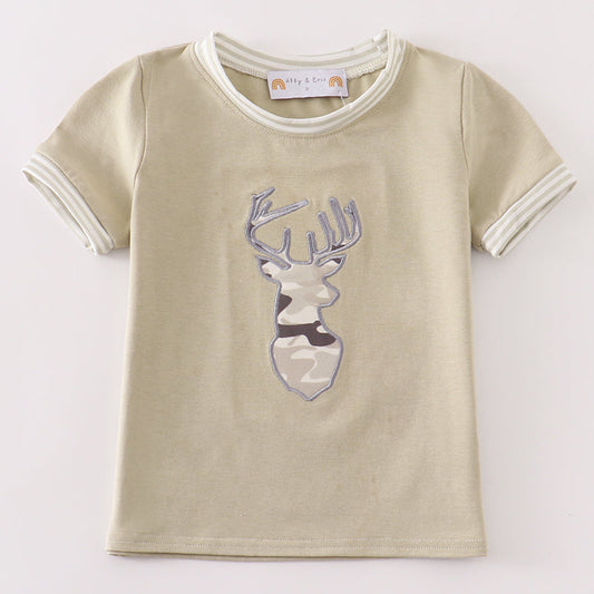 Camouflage Deer Applique Boy Top