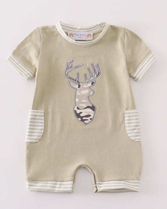 Camouflage Deer Applique Boy Romper