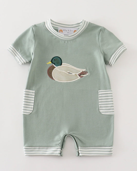 Green Duck Applique Boy Romper