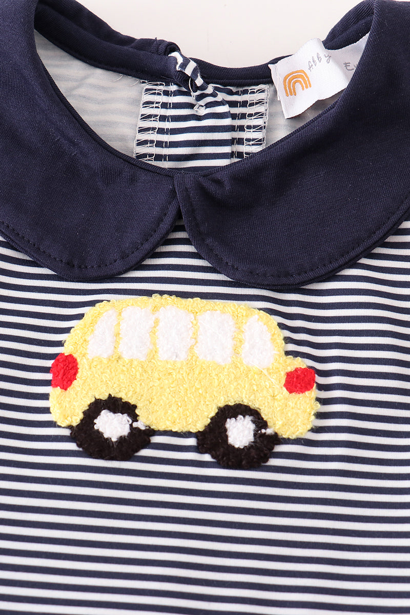 School Bus French Knot Navy Skort Set