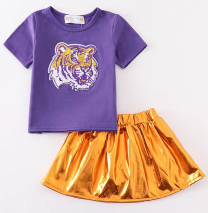 LSU Tiger Sequin Applique Laser Skort Set