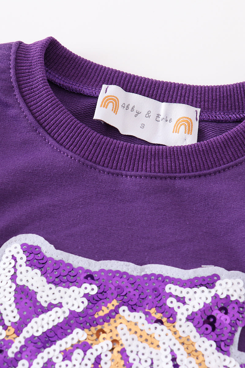 LSU Tiger Sequin Applique Purple Sweatshirt - Mom+Me