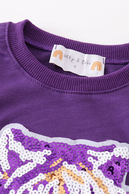 LSU Tiger Sequin Applique Purple Sweatshirt - Mom+Me