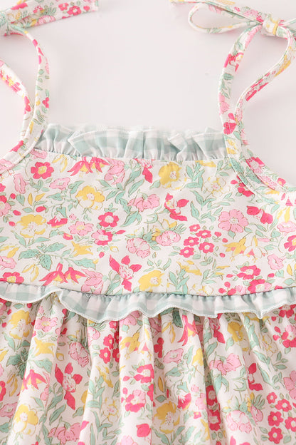 Jenna Pink Floral Print Girl Shorts Set