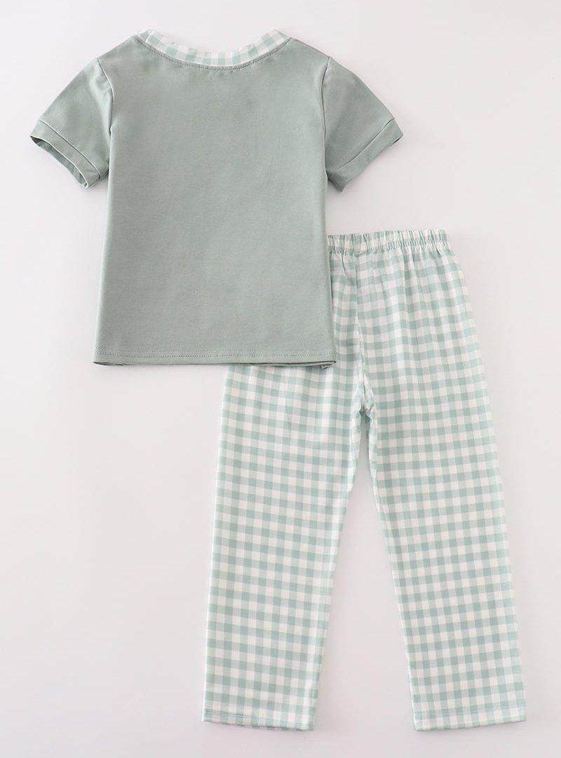 Gavin Sage Plaid Pocket Boy Set