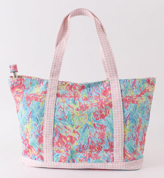 Lily Floral Plaid Tote Bag