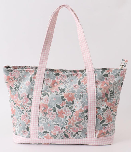 Haley Floral Plaid Tote Bag