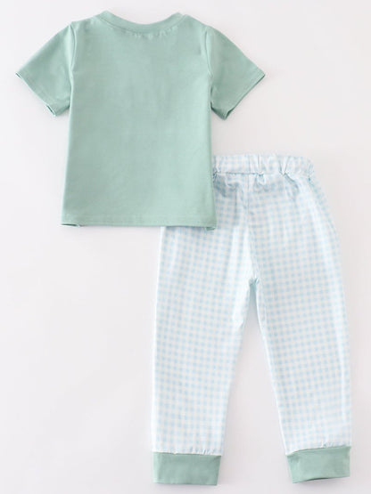 Ryker Green Gingham Boy Pants Set