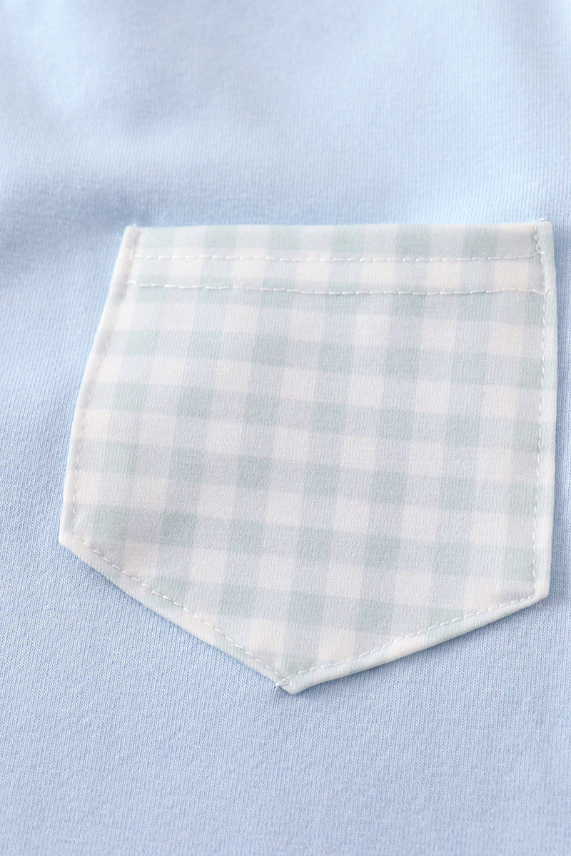 Ryker Blue Gingham Boy Pants Set