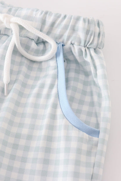 Ryker Blue Gingham Boy Pants Set