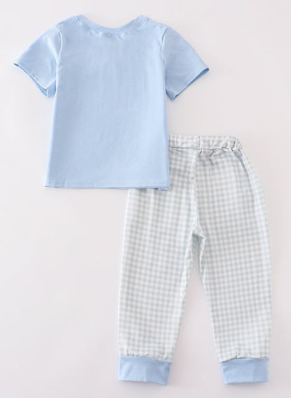 Ryker Blue Gingham Boy Pants Set