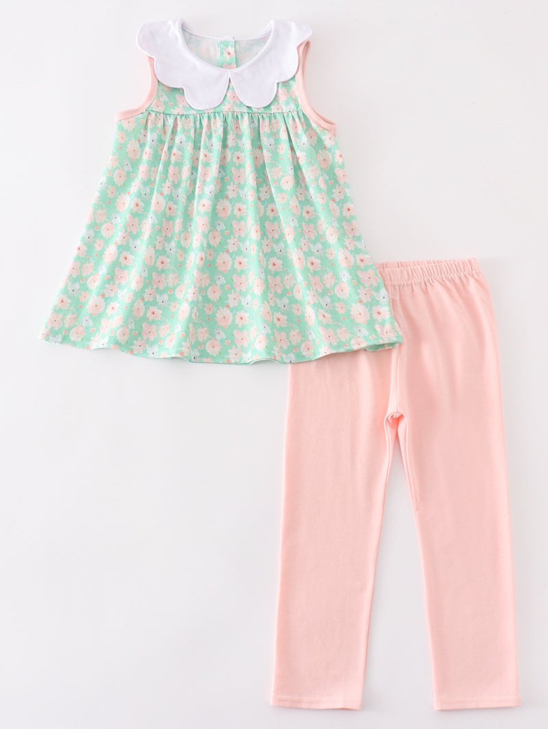 Morgan Green Floral Print Girl Set