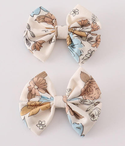 Lena Floral Print 2pc Hair Bow