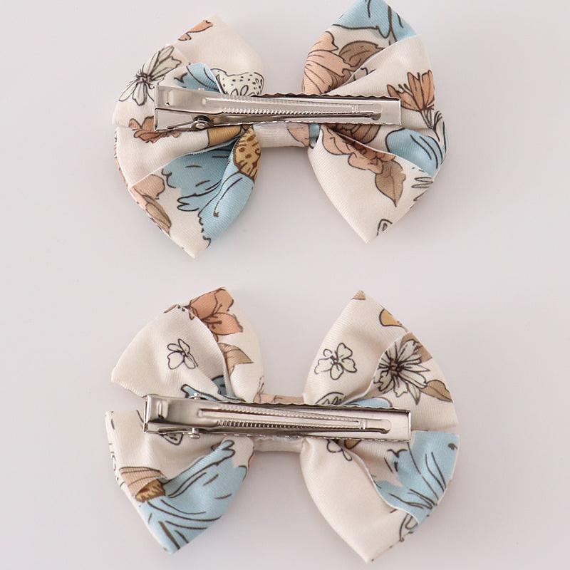 Lena Floral Print 2pc Hair Bow