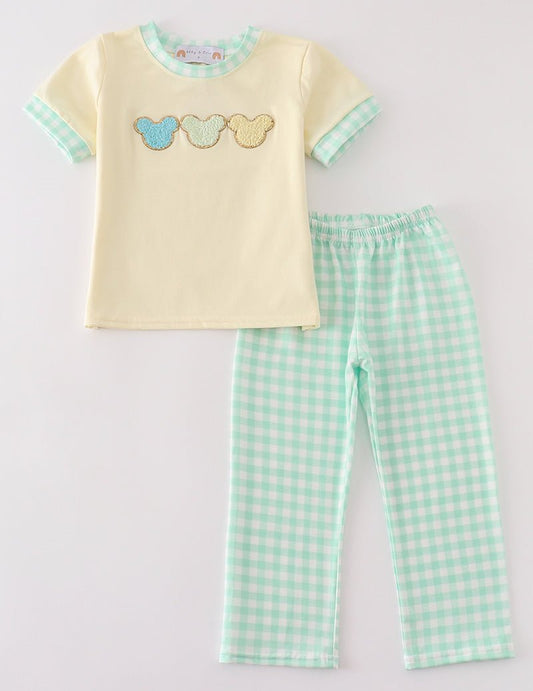 Candy Mouse French Knot Boy Set