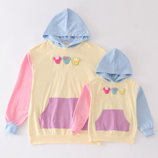 Color Block Magic Mouse French Knot Hoodie - Mom+Me