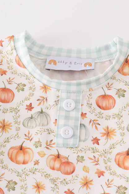 Pumpkin Print Pajama Shorts Set