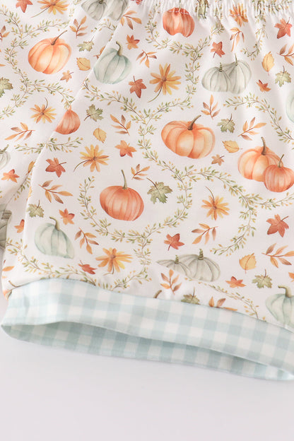 Pumpkin Print Pajama Shorts Set