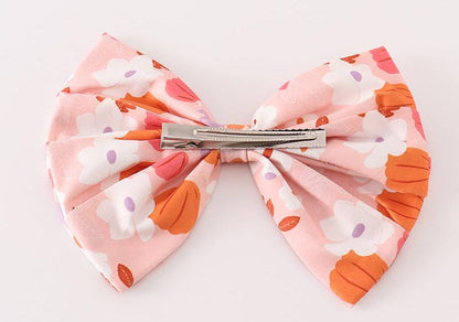 Pumpkin Floral Print 1pc Hair Bow