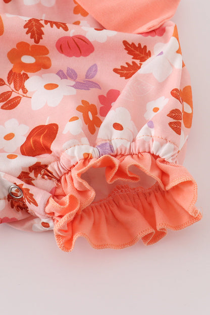 Pumpkin Floral Print Bow Bubble